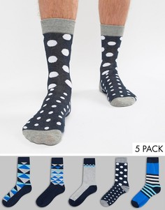 5 пары носков с узорами Jack & Jones - Мульти