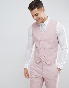 Розовый приталенный жилет с принтом на подкладке ASOS DESIGN Wedding - Розовый