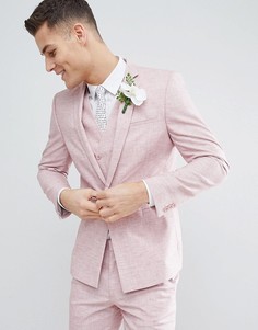 Розовый приталенный пиджак с принтом на подкладке ASOS DESIGN Wedding - Розовый