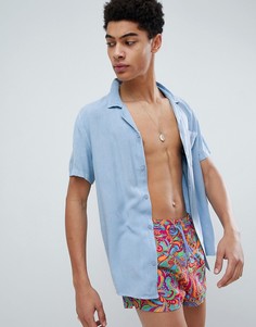 Суперкороткие шорты для плавания в яркую полоску ASOS DESIGN - Синий