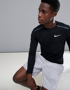 Черный лонгслив Nike Running Tailwind Breathe 891490-010 - Черный