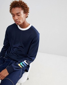 Темно-синий лонгслив с принтом на рукаве Nike SB 886100-451 - Темно-синий