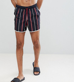 Короткие шорты для плавания в полоску (красный/белый) ASOS DESIGN Tall Runner - Черный