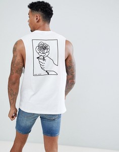 Футболка без рукавов с заниженными проймами и принтом на спине ASOS DESIGN - Белый