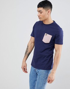 Темно-синяя футболка с круглым вырезом и карманом в полоску Lyle &amp; Scott - Темно-синий