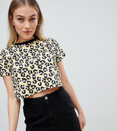 Укороченная футболка со звериным принтом ASOS DESIGN Petite - Мульти