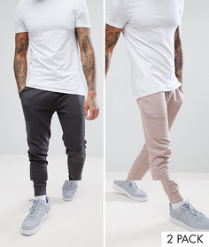 2 супероблегающих джоггеров (черные выбеленные/светло-розовые) ASOS DESIGN - Со скидкой - Мульти
