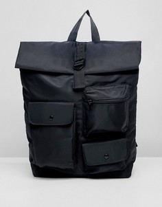 Черный рюкзак с ролл-топом и карманами в стиле милитари ASOS DESIGN - Черный