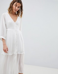 Платье миди на пуговицах с принтом AllSaints - Белый