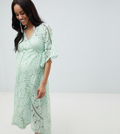 Кружевное платье миди с запахом ASOS DESIGN Maternity - Зеленый