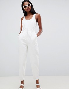 Белый джинсовый комбинезон с молнией ASOS DESIGN - Белый
