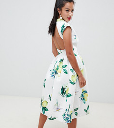 Платье миди для выпускного с принтом лимонов ASOS DESIGN Petite - Мульти