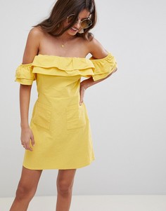 Летнее платье мини с оборкой ASOS DESIGN - Желтый
