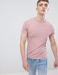Обтягивающая футболка в полоску River Island - Розовый