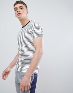Белая обтягивающая футболка в темно-синюю полоску River Island - Белый