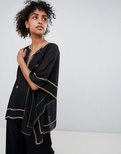 Шифоновый топ с декоративной отделкой QED London - Синий