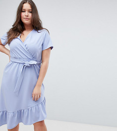 Платье миди с поясом и оборкой ASOS DESIGN Curve - Синий