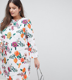 Платье А-силуэта с расклешенными рукавами и цветочным принтом ASOS DESIGN Curve - Мульти