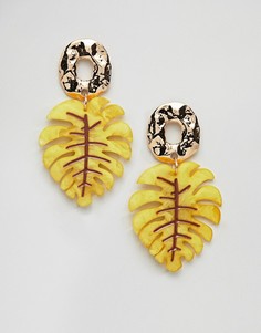 Серьги с пальмовыми листьями ASOS DESIGN - Золотой