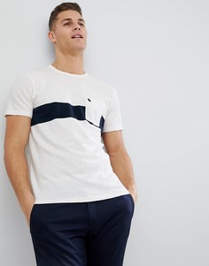 Белая футболка с темно-синей полосой на груди, карманом и логотипом Abercrombie &amp; Fitch - Белый