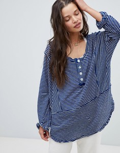 Футболка летучая мышь Free People Hong Kong - Синий