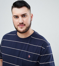 Темно-синяя футболка в полоску с вышитым логотипом Original Penguin Big &amp; Tall - Темно-синий