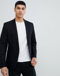 Черный хлопковый блейзер скинни ASOS DESIGN - Черный