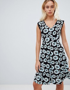 Короткое приталенное платье с цветочным принтом Louche - Черный