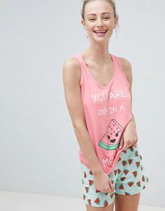 Пижамный комплект с шортами Brave Soul You Are One In a Melon - Розовый