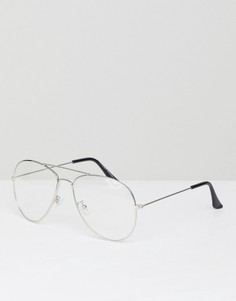 Солнцезащитные очки-авиаторы с прозрачными стеклами 7x - Серебряный