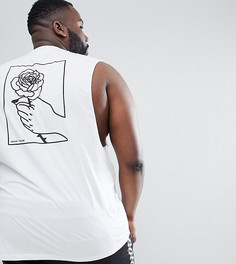 Футболка без рукавов с глубокими проймами и принтом руки на спине ASOS DESIGN Plus - Белый