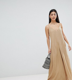 Комбинезон с глубоким вырезом и бретельками на спине ASOS DESIGN Petite - Зеленый