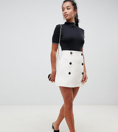 Двубортная мини-юбка ASOS DESIGN Petite - Кремовый
