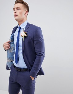 Льняной супероблегающий пиджак цвета индиго ASOS DESIGN - Темно-синий