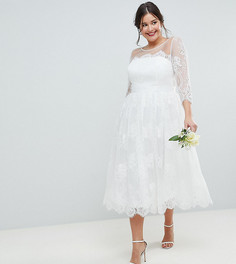 Кружевное платье миди для выпускного/свадьбы ASOS EDITION Curve - Белый