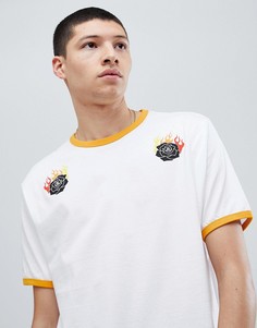 Свободная футболка с цветочным принтом и контрастной горловиной ASOS DESIGN - Белый