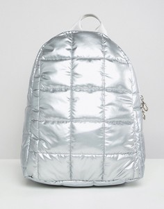 Стеганый рюкзак с эффектом металлик ASOS DESIGN - Серебряный