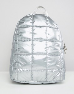 Стеганый рюкзак с эффектом металлик ASOS DESIGN - Серебряный