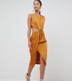 Атласное платье-футляр ASOS DESIGN Tall - Золотой
