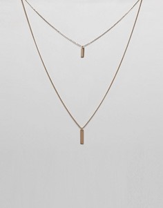 Многорядное ожерелье с прямоугольными подвесками ASOS DESIGN - Золотой