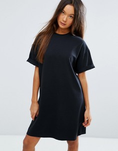 Платье-футболка с отворотами на рукавах ASOS DESIGN - Черный