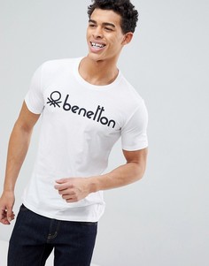Футболка с круглым вырезом и логотипом United Colors of Benetton - Белый