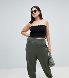Трикотажные гаремные брюки ASOS DESIGN Curve - Зеленый