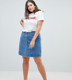 Джинсовая юбка на пуговицах New Look Curve - Синий