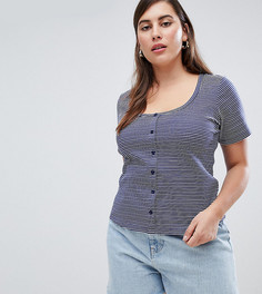 Топ в полоску с планкой на пуговицах ASOS DESIGN Curve - Мульти