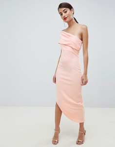 Платье на одно плечо с асимметричным краем City Goddess - Розовый