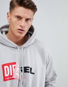 Серый худи с логотипом Diesel S-ALBY - Серый