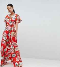 Жаккардовое платье макси с оборками и цветочным принтом ASOS DESIGN Tall - Мульти