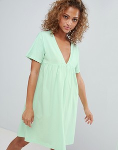 Свободное хлопковое платье ASOS DESIGN - Зеленый