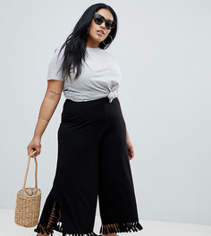 Укороченные широкие брюки с большими кисточками ASOS DESIGN CURVE - Черный